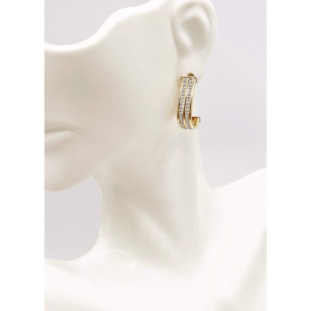 Vintage Jordan Mom 925 Sterling Silver Vermeil Crystal Hook Pierced Earrings